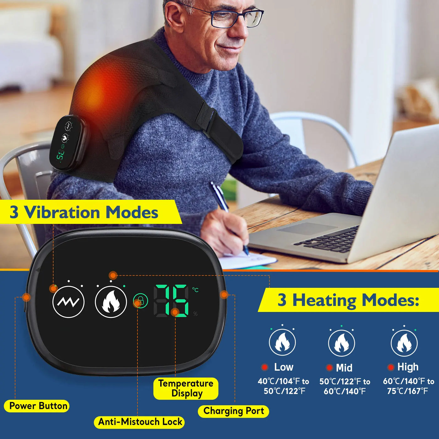 MediBrace Shoulder Red Light Heat & Massage